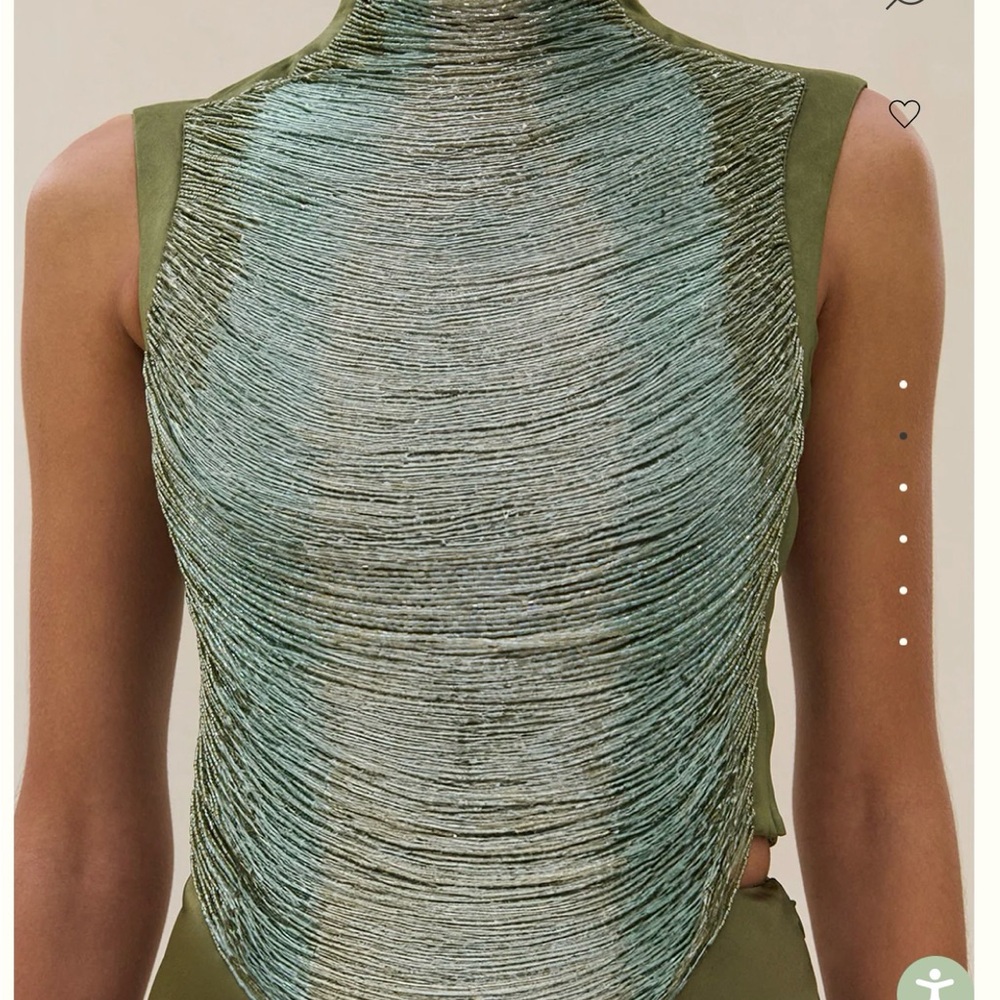 Elegant Green and Silver Sleeveless Top